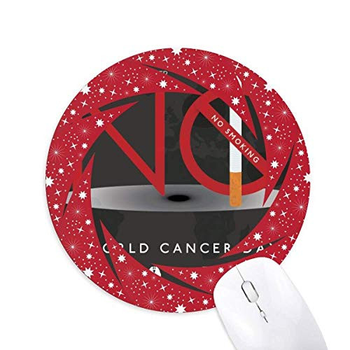 Logo World Cancer Day No Smoking Wheel Mouse Pad Round Red Rubber