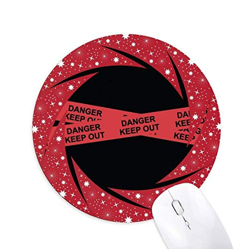 Logo Red Danger Line Keep Out Wheel Mouse Pad Round Red Rubber