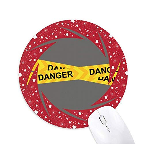 Logo Yellow Danger Line Wheel Mouse Pad Round Red Rubber