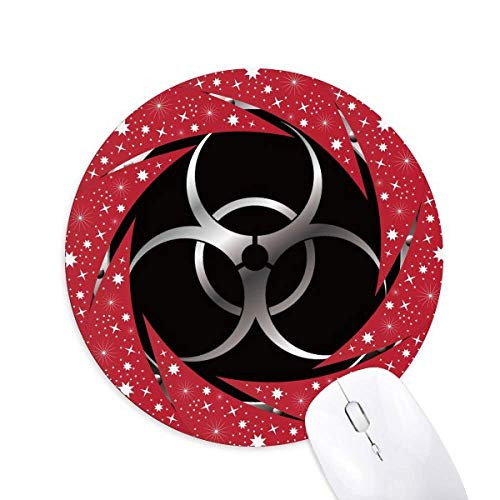 Logo Black Background Hazardous Substance Wheel Mouse Pad Round Red Rubber