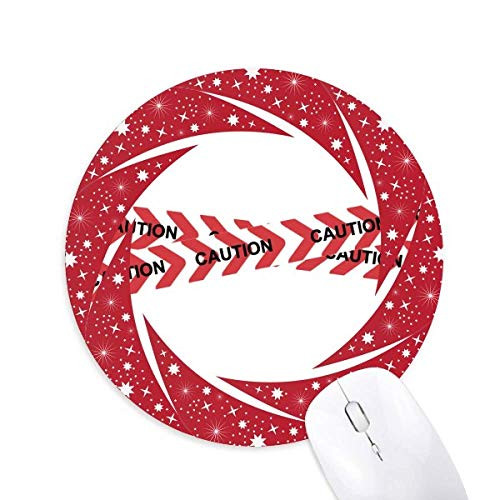 Logo Caution Line Wheel Mouse Pad Round Red Rubber