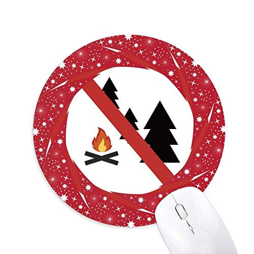Logo No Burning Fires Wheel Mouse Pad Round Red Rubber