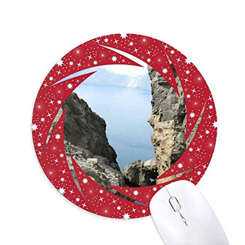 Tianchi Stone Seam Wheel Mouse Pad Round Red Rubber