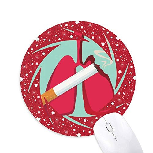 Logo Cigarette Damage The Lung Wheel Mouse Pad Round Red Rubber