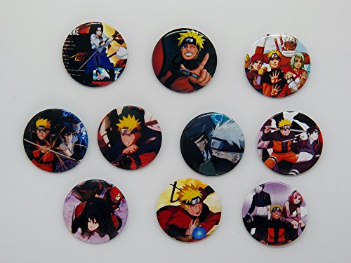 10 Japan Anime Naruto Shippuden  and  Characters Plastic Button Set ~1.75" Big~ 1