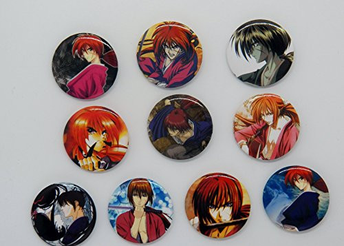 10 Japan Anime Rurouni Kenshin  and  Characters Plastic Button Set ~1.75" Big~