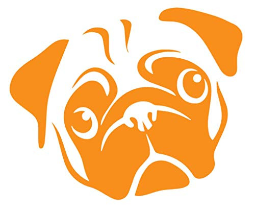 Pug FACE Dog Vinyl Sticker Decals for Car Bumper Window Laptop Tablet Phone -10" x 8.2", Orange-