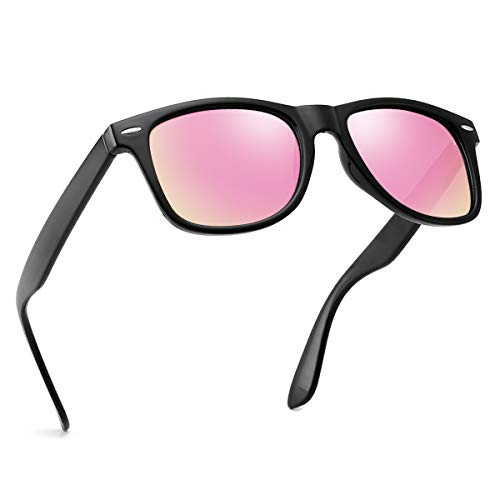 Polarized Sunglasses For Men Women Retro TR90 Frame Square Shades Vintage BRAND DESIGNER Classic Sun Glasses -Polarized pink lens-