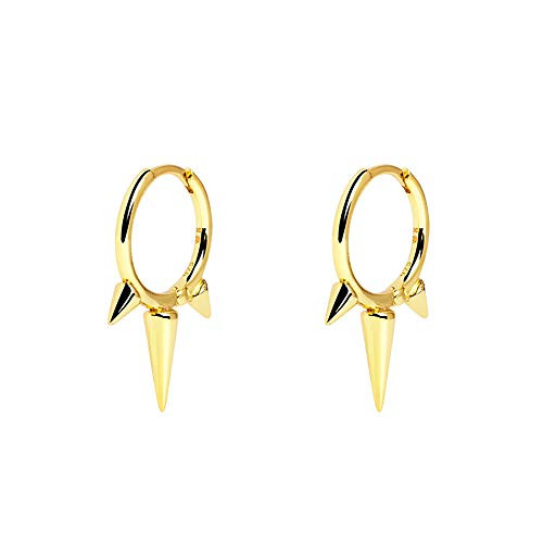 Fashion Spike Sterling Silver Hoop Earrings for Women Girls Men Hypoallergenic Minimalist Huggie Small Sleeper Hoops Cartilage Cuff Helix Stud Wrap Personalized Punk Jewelry -Gold Plated- Fashion Spike Sterling Silver Hoop Earrings for Women Girls Men Hypoallergenic Minimalist Huggie Small Sleeper Hoops Cartilage Cuff Helix Stud Wrap Personalized Punk Jewelry -Gold Plated-