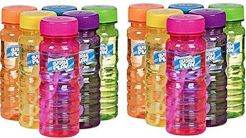 BubblePlay Bubble Blower Bottles with Wands- 2 OZ Bottles of Bubble Solution with Wands for Kids - Outdoor Summer Fun, Birthday Party Favors -12 Pack 4 OZ-