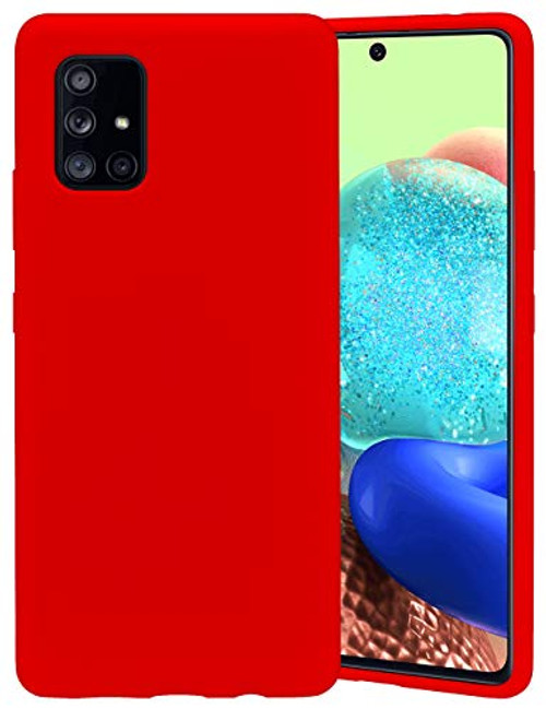 Goospery Liquid Silicone Case for Samsung Galaxy A71 5G-Not Fit Verizon A71 5G UW, A71 4G- Jelly Rubber Bumper Case with Soft Microfiber Lining -Red- A716-SLC-RED