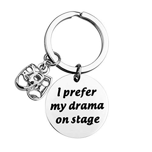 TGBJE Drama Gift I Prefer My Drama On Stage Keychain Theater Gift Comedy Tragedy Masks Charm Keychain Drama Teacher Thespian Motivational Gift -Drama Keychain-