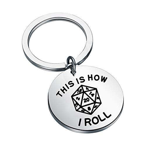 TGBJE THIS IS HOW I ROLL Keychain Dragons Gift Dungeon Master Gift Funny DND Gift -ROLL Keychain-