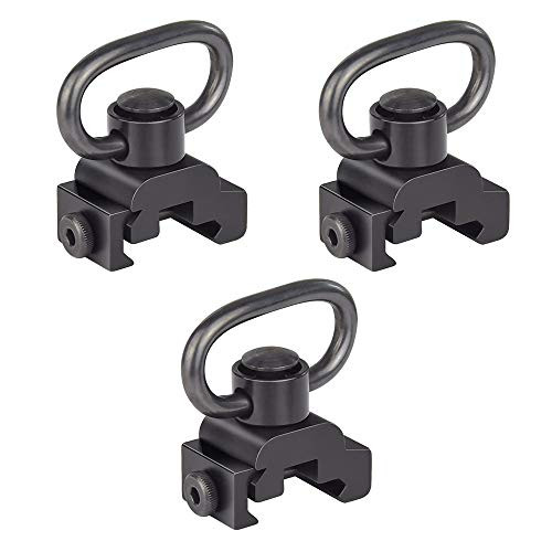 TPO 3 PCS QD3 Sling Swivel Mount, Quick Detach Sling Attachment with Push Button for Picatinny/Weaver Rail