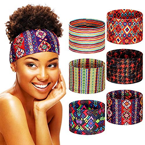 6 Pieces Boho Sports Headbands for Women African Print Workout Hairband Elastic Wide Yoga Headbands Headwrap for Women Girls Hair Accessories 6 Pieces Boho Sports Headbands for Women African Print Workout Hairband Elastic Wide Yoga Headbands Headwrap for Women Girls Hair Accessories