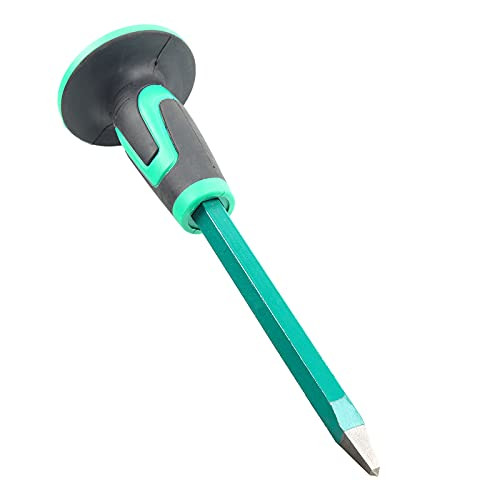 Genubi Industry Masonry Chisel With Hand Guard, 12 inches Heavy Duty Pointed End Rock Concrete Mortar Stone Chisel for Demolishing Carving Splitting Breaking Hounding