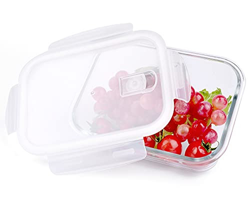 35Oz Glass Containers with Lids Airtight Lunch Containers, Glass Meal Prep Containers Leak Proof Glass Food Containers, Food Prep Storage Containers Glass, Microwave, Oven, Dishwasher Safe
