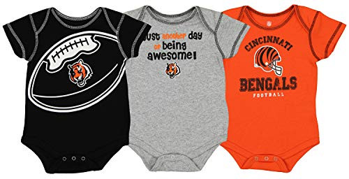 Outerstuff NFL Newborn -0M-9M- and Infant -12M-24M- 3 Pack Creeper Set, Cincinnati Bengals 3-6 Months