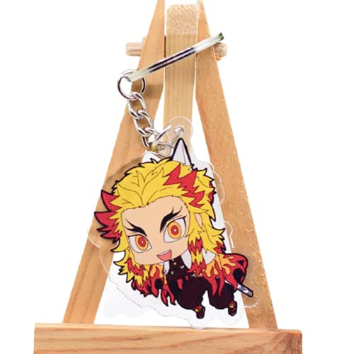 Kyojuro Rengoku Demon Slayer Keychain Anime Kimetsu no Yaiba Keyring Car Keys Decorative Gift For Fans
