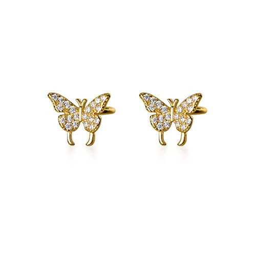 Dainty Butterfly Ear Cuffs Stud Earrings 925 Sterling Silver for Women Girls Fashion Crystal CZ Non Piercing Clip On Cartilage Studs Earring Wraps Wedding Jewelry Gifts Hypoallergenic -Gold Cuffs- Dainty Butterfly Ear Cuffs Stud Earrings 925 Sterling Silver for Women Girls Fashion Crystal CZ Non Piercing Clip On Cartilage Studs Earring Wraps Wedding Jewelry Gifts Hypoallergenic -Gold Cuffs-