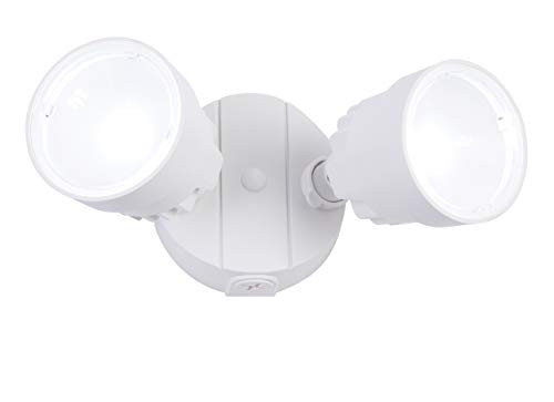Lutec 1130 Lumen 15 Watt 26 LED Dual-Head Floodlight Outdoor, Waterproof Exterior Security Wall Light for Patio, Garden, Yard-White