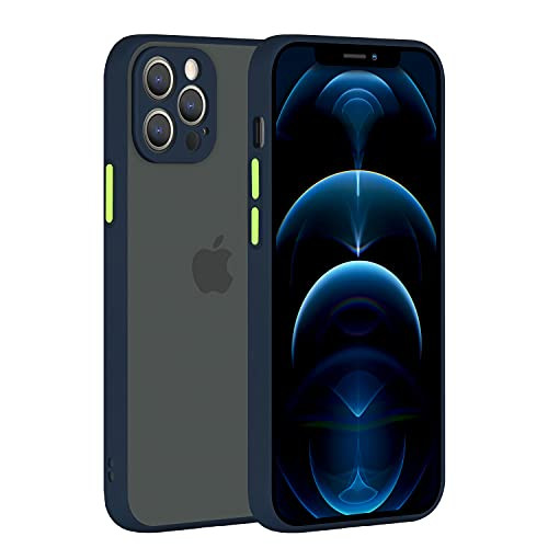 PIGLULOO Phone 12 Pro Max Case Skin Texture Case for iPhone 12 Pro Max Navy Blue