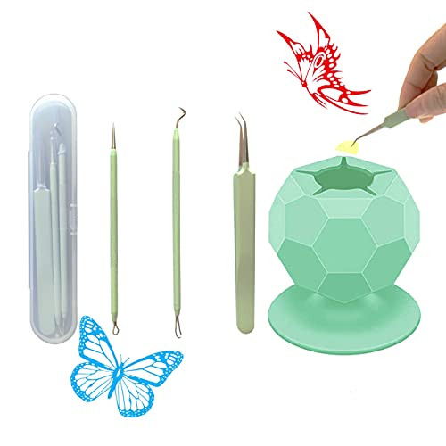 4 Pieces Vinyl Weeding Tool Kit, Suctioned Vinyl Weeding Scrap Collector  and  Holder, Craft Tweezer for Vinyl Scrap Storage, Cricut Weeding Tool Set-1 Collector  and  3 Tools-