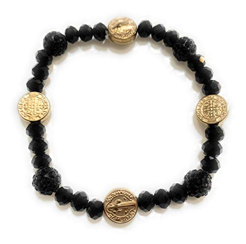 Black Saint Benedict Stretch Bracelet. Pulsera de San Benito de Elastico Black Saint Benedict Stretch Bracelet. Pulsera de San Benito de Elastico