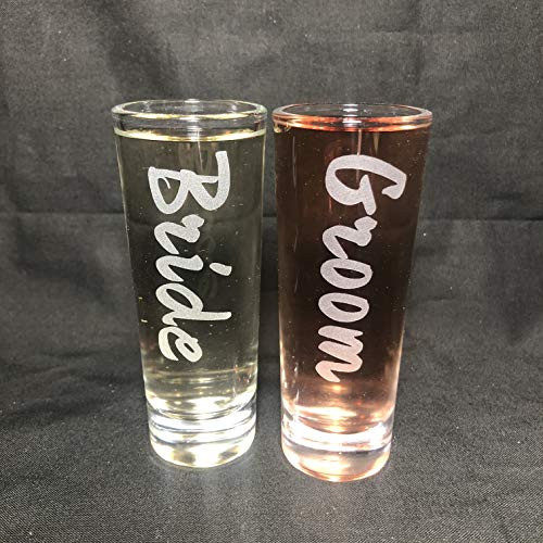 Alankathy Mugs Wedding couple Bride Groom glass set -2 OZ TALL SHOT GLASS- Alankathy Mugs Wedding couple Bride Groom glass set -2 OZ TALL SHOT GLASS-