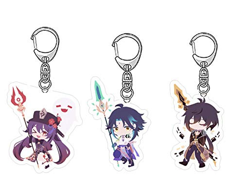 JIAJIAHONG 3PCS Genshin Impact keychain, Game Character Cosplay Hutao Xiao Zhongli Keychain Pendant JIAJIAHONG 3PCS Genshin Impact keychain, Game Character Cosplay Hutao Xiao Zhongli Keychain Pendant