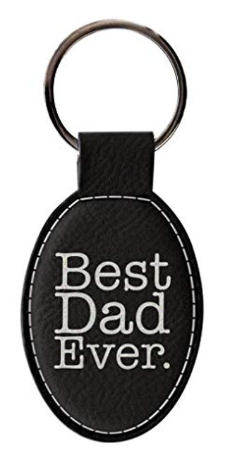 ThisWear Fathers Day Keychain for Dad Best Dad Ever Leatherette Oval Keychain Key Tag Black