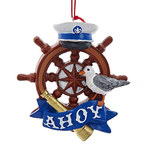 Kurt Adler Nautical Ahoy Ship Steering Wheel Ornament
