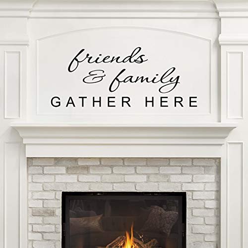 Vinyl Quote Me Friends and Family Gather Here Wall Decal Stickers - Family Wall Decor - Living Room Wall Decals - Friendship Decals - 22x9-Black Vinyl Quote Me Friends and Family Gather Here Wall Decal Stickers - Family Wall Decor - Living Room Wall Decals - Friendship Decals - 22x9-Black