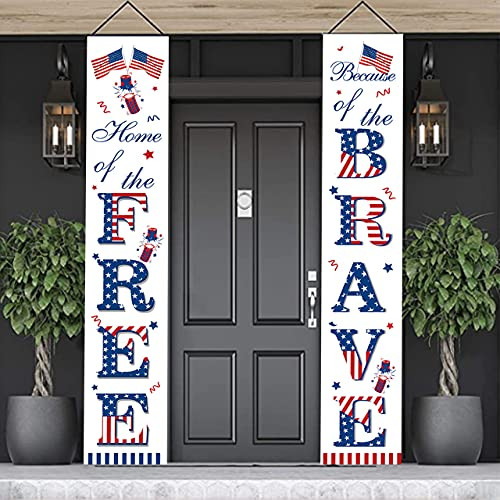 Patriotic Decorations 4th of July Porch Sign Freedom Brave Wall Hanging Banners for Memorial Day Independence Day Hanging Banner Flag for Yard Indoor Outdoor Party - 12 x 72 Inch Patriotic Decorations 4th of July Porch Sign Freedom Brave Wall Hanging Banners for Memorial Day Independence Day Hanging Banner Flag for Yard Indoor Outdoor Party - 12 x 72 Inch