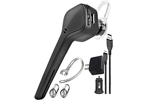 Plantronics Voyager Edge Wireless Bluetooth Earpiece, Black - Noise-CANCELING - with Wall/Car Charger - Frustration Free Packaging for iOS & Android (Kit)