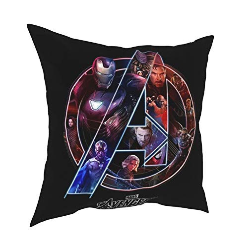 Super Hero Decorative Throw Pillow Cover Avengers Printed Marvel Comic Pillowcase Square Cushion Case 18x18 Inch,1
