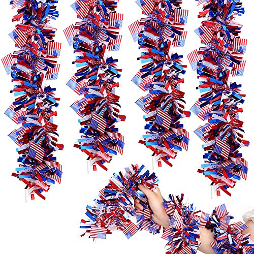 4pcs 26 Feet Patriotic Tinsel Garland Red White and Blue Shiny Garland Metallic Hanging Decorations for 4th of July or Memorial Day Indoor and Outdoor Decorations-style-1-4pcs- 4pcs 26 Feet Patriotic Tinsel Garland Red White and Blue Shiny Garland Metallic Hanging Decorations for 4th of July or Memorial Day Indoor and Outdoor Decorations-style-1-4pcs-