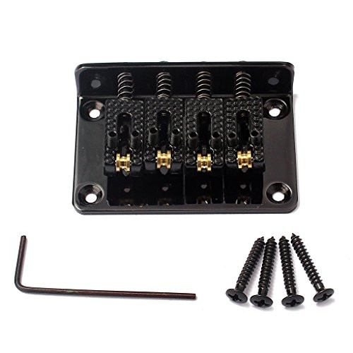 LoveinDIY Black 4 String Bridge W/Wrench Screws for Mandolin Ukulele Cigar Box Guitar