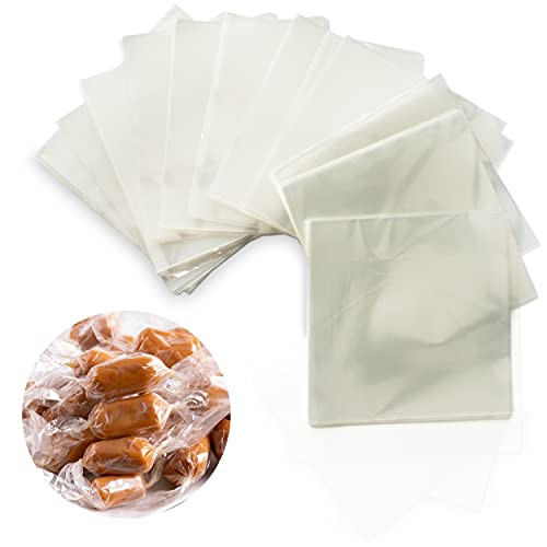 Clear Candy Wrappers for Caramels -600 pcs 5 x 5 Inches- - Candy Wrappers - Caramel Wrappers - Candy Wrappers for Chocolate - Clear Cellophane Wrappers - Hard Candy Wrappers - Lollipop Wrappers