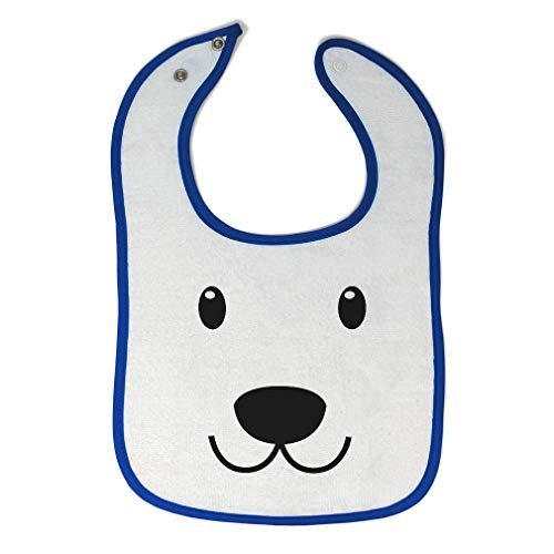 Toddler  and  Baby Bibs Burp Cloths Dog Face and Head Animal Nose Cotton Items for Girl Boy Smile White Royal Blue Design Only