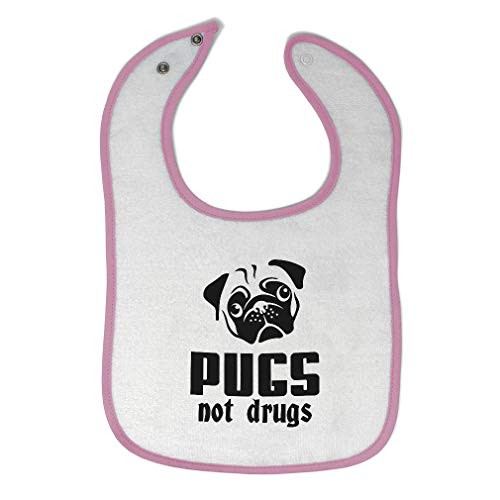 Toddler  and  Baby Bibs Burp Cloths Pugs Not Pet Animal Dog Face and Head Cotton Items for Girl Boy Sit Smile White Soft Pink Design Only