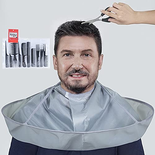 JOMICO Gray Salon Barber with 10 Pcs Combs Hair Cutting Cape Umbrella Cloak Beard Shaving Waterproof Hairdressing Kit Haircut Accessories for Adult Women Men Kids JOMICO Gray Salon Barber with 10 Pcs Combs Hair Cutting Cape Umbrella Cloak Beard Shaving Waterproof Hairdressing Kit Haircut Accessories for Adult Women Men Kids