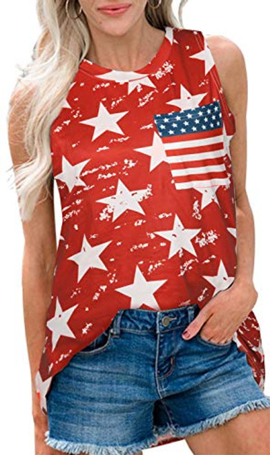 MOUSYA Women American Flag Tank Tops 4th of July Tee Summer Loose Sleeveless Country Patriotic USA T Shirts -Red, Medium, m- MOUSYA Women American Flag Tank Tops 4th of July Tee Summer Loose Sleeveless Country Patriotic USA T Shirts -Red, Medium, m-