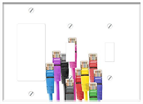 3-Gang 1-Rocker/GFCI 2-Toggle Combination Wall Plate Cover - Network Cables Cable Patch Patch Cable Rj Rj45