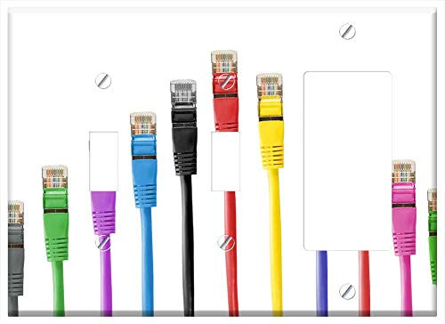 3-Gang 2-Toggle 1-Rocker/GFCI Combination Wall Plate Cover - Network Cables Cable Patch Patch Cable Rj Rj45 2