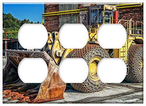 Triple Duplex Outlet Wall Plate Cover - Wheel Loader Cat Caterpillar Construction Machinery