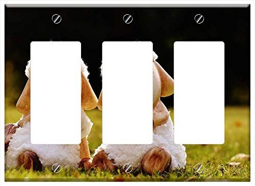 Switch Plate Triple Rocker/GFCI - Sheep Deco Ceramic Cute Figure Soft Toy Wool 10