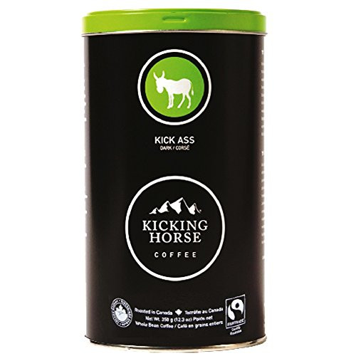 Kicking Horse Whole Bean Coffee, Kick Ass Dark Roast, 12.3-Ounce Tins (Pack of 2)