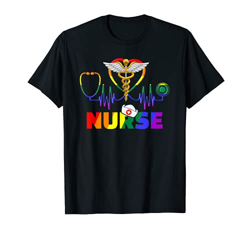 Nurse LGBT-Q Gay Pride Rainbow Flag Registered Nursing RN T-Shirt Nurse LGBT-Q Gay Pride Rainbow Flag Registered Nursing RN T-Shirt