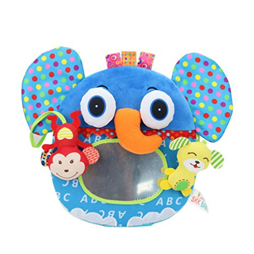 NUOBESTY Activity Mirror Baby Toy Elephant Shape Sensory Rattle Toy for Toddler Baby Infants
